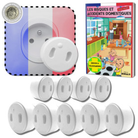 [Pack x10] Cache Prise Bebe Français [ sans Clef Ni Adhésif] - INVENTÉ ET FABRIQUÉ en France - Guide Sécurité Bébé - Protection 