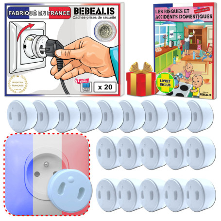 [Pack x20] Cache Prise Bébé Français Amovible [ Sans Clef Ni Adhésif ] - Invention 100% Made In France - Cache-Prise Bebe - Sécu
