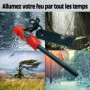 Allume Feu de Survie + Soufflet INOX + Bois Résine + Corde Inflammable x3 + Boite Coffret Etanche Pierre à Feu Kit de Survie Fir