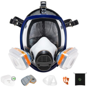 AirGearPro G-750 Masque de Protection Respiratoire Intégral avec Filtres A1P2 | Masque à gaz Anti-poussière pour Peinture, Pulvé