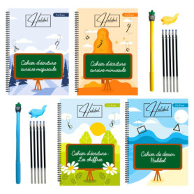 Halibel 4 CAHIERS ECRITURE MAGIQUE CALLIGRAPHIE ENFANT FRANÇAIS - REUTILISABLE (maternelle, CP, CE1, CE2), APPRENTISSAGE ECRITUR