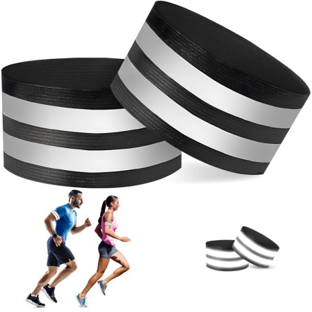 STEEL 2 Brassards Réfléchissants, Bandes Élastiques Réglables 30-50 cm, Accessoires de Sécurité pour Course à Pied et Cyclisme, 