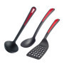 Westmark Set d'Ustensiles de Cuisine, 3 pièces, 1x Spatule, 1 Cuillère à Rôti et à Légumes + Louche, Plastique, Gallant, Noir/ro