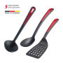 Westmark Set d'Ustensiles de Cuisine, 3 pièces, 1x Spatule, 1 Cuillère à Rôti et à Légumes + Louche, Plastique, Gallant, Noir/ro
