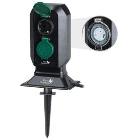 Multiprise dextérieur 2 prises avec programmateur [Royal Gardineer]