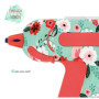 Westcott E-17201 00 Mini pistolet à colle à motif floral avec 2 bâtons de colle Turquoise/rouge