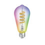 Hama Ampoule Connectée WIFI E27, Ampoule Vintage Filament ST64, Spiral Déco RVBB, 2700-6500K, Ampoule Smart Intelligente, Matter