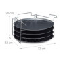 Relaxdays 10020495 Plaques de cuisson pizza lot de 4 avec support HxlxP : 20 x 32 x 32 cm avec perforation revêtement antiadhési