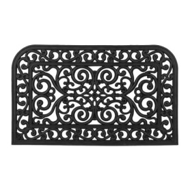 Relaxdays Paillasson Caoutchouc, 45x75 cm, antidérapant, résistant, caillebotis extérieur, Tapis entrée, Ornements, Noir
