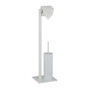 Relaxdays Serviteur WC Non Fixe, avec Porte-Rouleau, Brosse et Son Support, Acier, H x L x P : 72 x 20 x 20 cm, Blanc