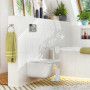 Relaxdays Serviteur WC Non Fixe, avec Porte-Rouleau, Brosse et Son Support, Acier, H x L x P : 72 x 20 x 20 cm, Blanc