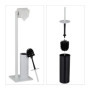 Relaxdays Serviteur WC Non Fixe, avec Porte-Rouleau, Brosse et Son Support, Acier, H x L x P : 72 x 20 x 20 cm, Blanc