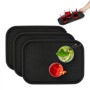 Relaxdays Plateau de Service, Lot de 3, Surface antidérapante, Forme rectangulaire, Restaurant, LxP: 35x25 cm, Noir