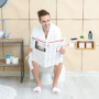 Relaxdays Dérouleur Papier Toilette avec étagère, Support en Bambou, Compartiment, HxLxP : 17x50x18 cm, Nature - Blanc