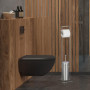 Relaxdays Serviteur WC, HxLxP: 78,5x17x17 cm, Porte-Papier Toilette, Brosse WC & Support, Acier Inoxydable, argenté