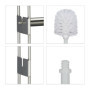 Relaxdays Serviteur WC, HxLxP: 78,5x17x17 cm, Porte-Papier Toilette, Brosse WC & Support, Acier Inoxydable, argenté