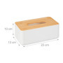 Relaxdays Boîte à mouchoirs, Plastique & Bambou, Distributeur, rectangulaire, HxLxP : 10x23x13 cm, Blanc - Nature