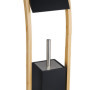 Relaxdays Serviteur WC, en Bambou, Non Fixe, Brosse et Porte-Brosse, H x L x P : 74 x 20 x 20 cm, Noir et Nature