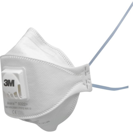 3M™ Aura™ Masque antipoussière, FFP2, avec valve, série 9322+, 10 masques par paquet