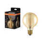 OSRAM Vintage 1906 gold tinted LED lamp, 8.8W, 806lm, globe shape with 95mm diameter & E27 base, warm white light, straight fila