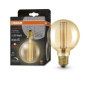 OSRAM Vintage 1906 gold tinted LED lamp, 8.8W, 806lm, globe shape with 95mm diameter & E27 base, warm white light, straight fila