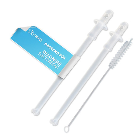 DL-pro Lot de 2 tuyaux pour machine à café + 1 goupillon de 17 cm compatibles avec Delonghi 5313246091 PrimaDonna Elite S Evo Cl