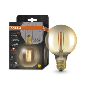 OSRAM Vintage 1906 Globe, Filament Gold, Dimmable, 6.5W, E27, pack singlement