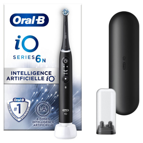Oral-B iO 6 Brosse A Dents Electrique Noire, 6 Modes De Nettoyage Avec Soin Des Gencives, Douceur, Blancheur, Conseils De Brossa