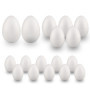 MCE-Commerce Lot de 17 œufs en polystyrène pour Bricolage et décoration de Pâques, Blanc, 6 cm, 8cm, 10cm