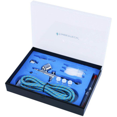 TIMBERTECH® ABPST01 Pistolet Aerographe Kit aérographe avec Adaptateur, Tuyau, Buses et Aiguilles
