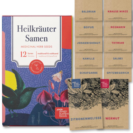 Graines d'herbes médicinales - 12 variétés d'herbes médicinales résistantes pour le jardin, le potager surélevé ou le balcon - t