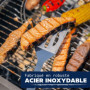 Praknu Kit d'Ustensiles pour Barbecue en Acier INOX - avec Coffret de Transport - Résistant aux Hautes Températures