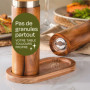 Moulin à sel et poivre en bois d'acacia avec soucoupe - Bois FSC® durable - Broyeur en céramique durable - Sans plastique