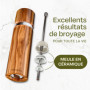 Moulin à sel et poivre en bois d'acacia avec soucoupe - Bois FSC® durable - Broyeur en céramique durable - Sans plastique