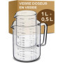 Praknu Verre Doseur en Verre - 1L & 0,5L - Resistant a la Chaleur & au Micro-ondes - Graduation Precise - Ideal pour la Patisser