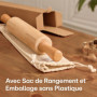 Praknu Rouleau a Patisserie - En Bois de Hêtre Certifié FSC® - Avec Graduation - Poignée Ergonomique - Antiadhésif