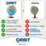 ORBIT GLOBES & MAPS - Globe lumineux - globe de 30cm avec pied stable, image de carte 2023 physique/politique avec lampe LED, im