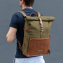 DRAKENSBERG Rolltop Sac à Dos 'Arthur' en Toile et Cuir avec Compartiment pour Ordinateur Portable - Compartiment Technique et G