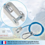 valonic cable securite remorque, 1m, bleu, avec mousqueton, charge de rupture 250kg, corde de déchirure avec chape (manille), co