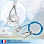 valonic cable securite remorque, 1m, bleu, avec mousqueton, charge de rupture 250kg, corde de déchirure avec chape (manille), co