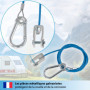 valonic cable securite remorque, 1m, bleu, avec mousqueton, charge de rupture 250kg, corde de déchirure avec chape (manille), co