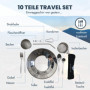 NATUMO ® Vaisselle Camping, Set Complet de Couverts 1 Personne, Assiette, Tasse Isotherme, Paille en INOX Réutilisable, Portable