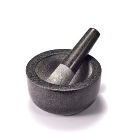 Supremery Mortier et pilon XXL en granit - Grand mortier en pierre - 16 cm - Pour épices, pesto et herbes - Pilon avec maillet -