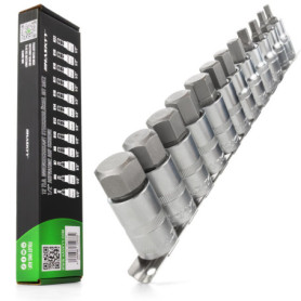 HASKYY Lot de 12 douilles Allen à six pans creux 1/2" 5-22 mm - Jeu de clés à douille hexagonales sur rail