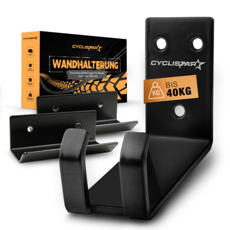 CYCLISTAR Support Mural pour vélo jusqu'à 40kg - Support Mural Robuste pour VTT, vélo de Route, e-Bike - Support Mural pour péda