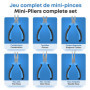 Effektwerk Lot de 6 mini pinces, monteur de lignes, nez long, nez aiguille, nez courbé, coupe diagonale et coupe-fil, kit d'outi