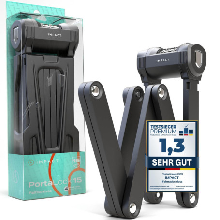 Impact® PortaLock 15 – Antivol pliable à combinaison pour vélo – Niveau de sécurité 15 – 110 cm avec support – Antivol pliable r