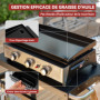 Royal Gourmet Plancha Gaz en Acier Émaillé, 3 Brûleurs Puissance 7.5kW, Surface Cuisson 62,0 x 35,5 cm, Portable pour Le Camping