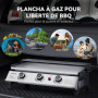 Royal Gourmet Plancha Gaz Propane en Acier Inoxydable, 3 Brûleurs Puissance 7.5kW, Surface Cuisson 61,5 x 32cm avec Grille de Ré