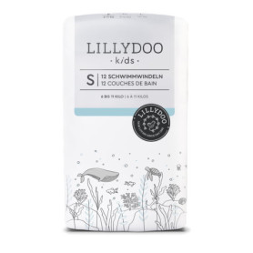 LILLYDOO couches de bain jetables douces pour la peau pour bébés, taille S (6-11 kg), 3 paquets (36 pièces) avec 2 designs éléga